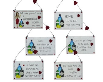 Gin Lover Plaque Sarcastic Humour Fun Sign Birthday Secret Santa Stocking FillerChoice Of 6 Designs