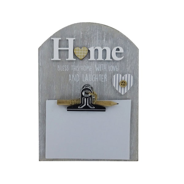 Home Clipboard Memo Notes Messages Board Bulletin Board With Clip Pencil Notepad Grey White Ideal Home Office Kitchen Or Utility Room 76216
