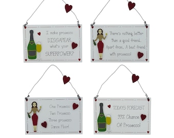 Prosecco Plaque Alcohol Humour Funny Quote Wooden Novelty Girls Sign Gift