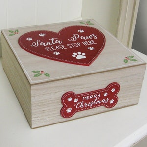 Dog Christmas Eve Box Santa Paws Please Stop Here Gift Keepsake Dog Treats Chest 75945 image 3