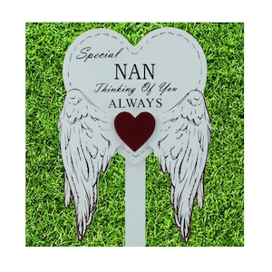 Special Nan Grave Stick Graveside Memorial Guardian Angel WIngs Tribute Marker 76169