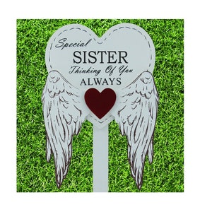 Special Sister Grave Stick Marker Graveside Memorial Guardian Angel WIngs Tribute Thnking Of You Always 76170