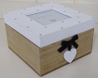 Memories Memory Box Wish Box Chest With Photo Frame New Year Eve Resolution Wish List Bucket List Grey Wood Craft Box Storage Trinkets