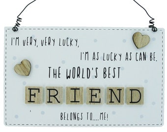 Plaque The Worlds Best Friend Sign 3D Letters Tiles Friendship BFF Gift Cream 76102