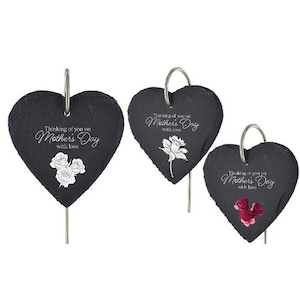 Daffodil Roses Grave Stick Marker Floral Mothers Day With Love Plaque Slate Heart Memorial Ornament Graveside Stake Headstone Grave Décor