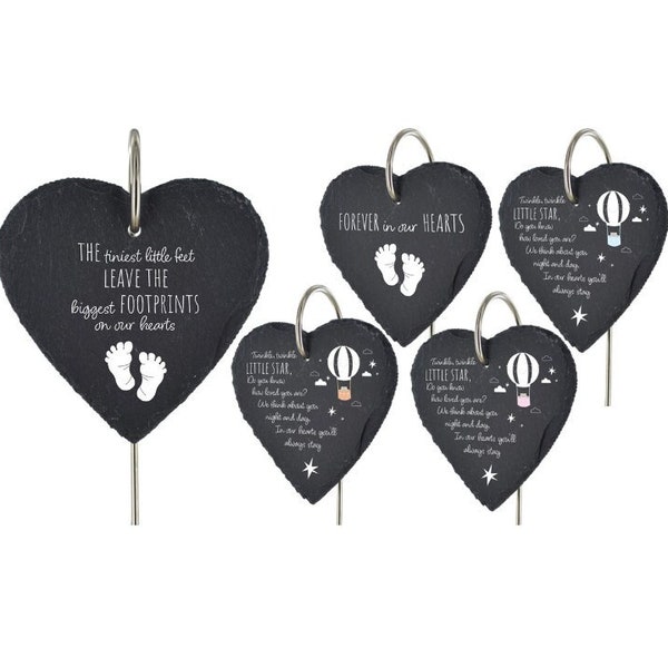 Child's Heart Grave Stick Marker Plaque Ornament Sign Infant Stillborn Baby Kids Memorial Slate Graveside Stake Headstone Grave Decor