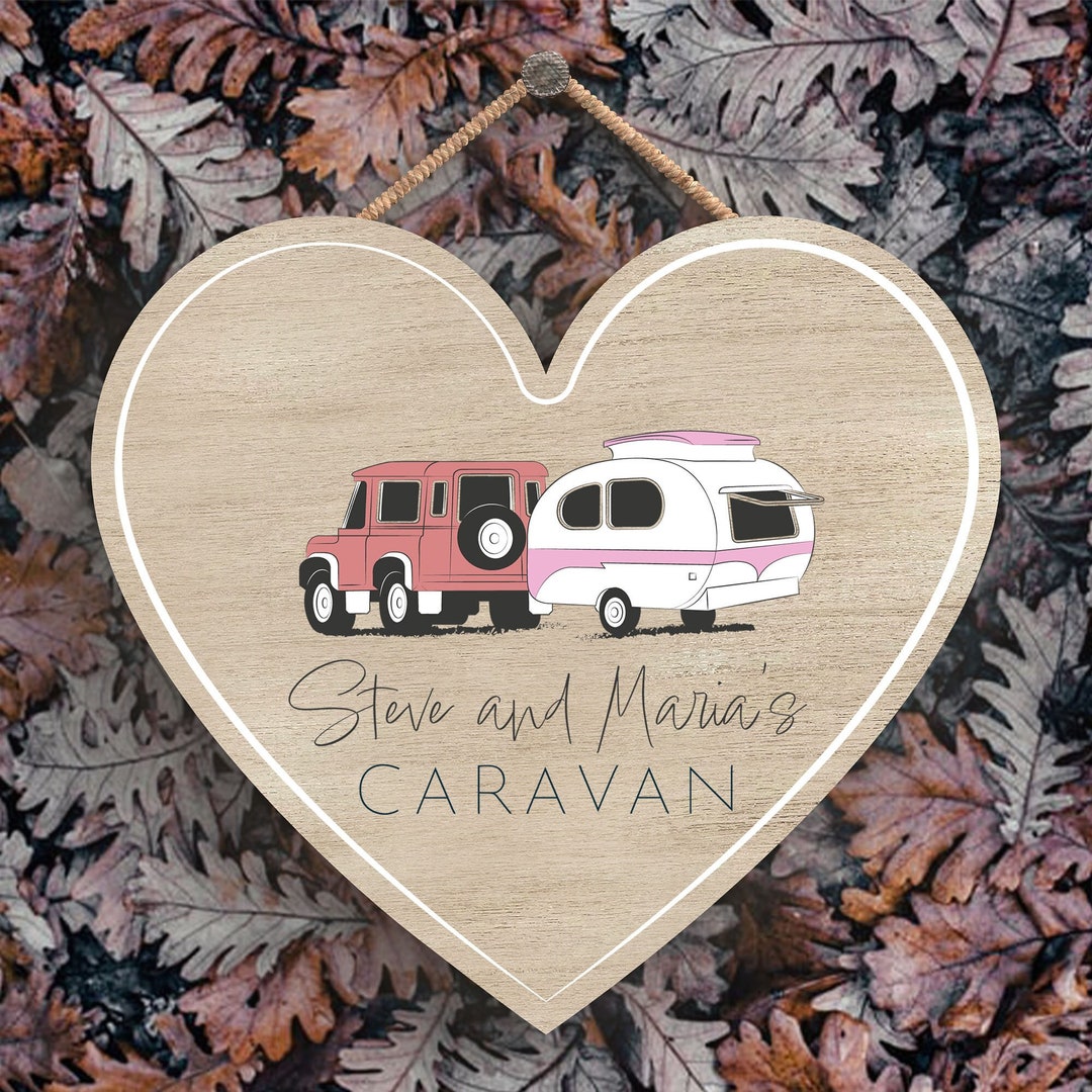 Personalised 'names Caravan' Campervan Hanging Plaque Camping Theme