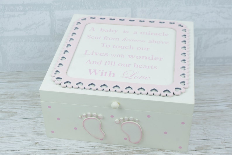 Pink Memory Box Keepsake Box Baby Girl Is Born A Miracle Etsy