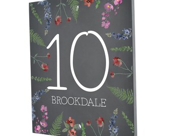 Personalized Floral Slate House Number Sign