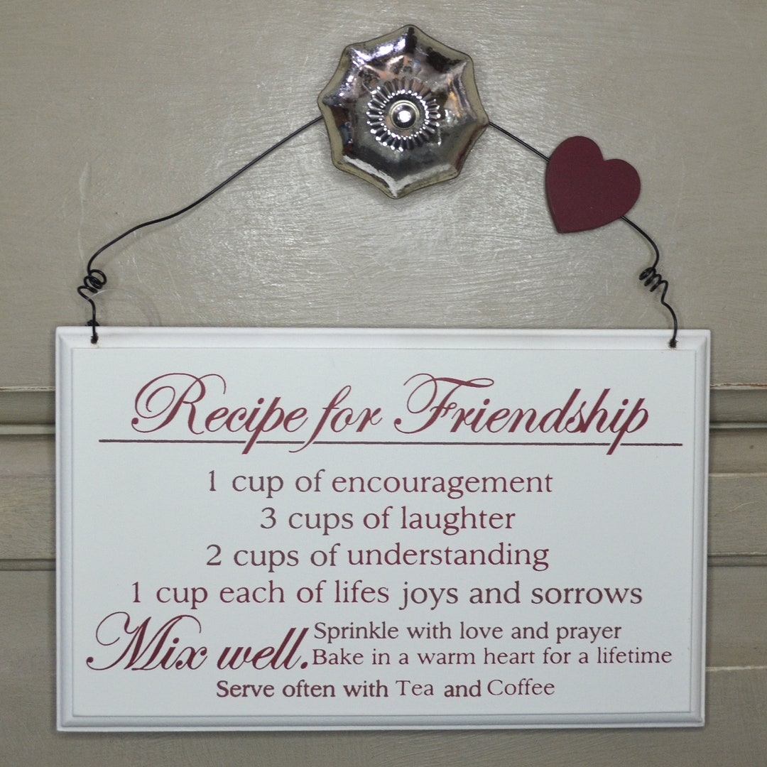 Plaque Recipe for Friendship Best Friend Sign Keepsake Birthday Gift ...