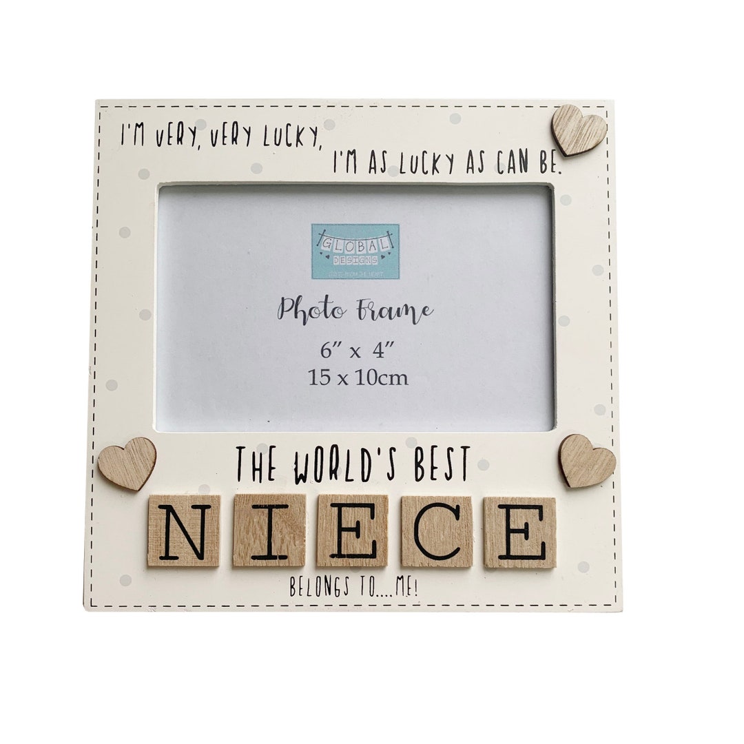 Niece Photo Frame the Worlds Best Niece Gift Tile Art Letters Wood