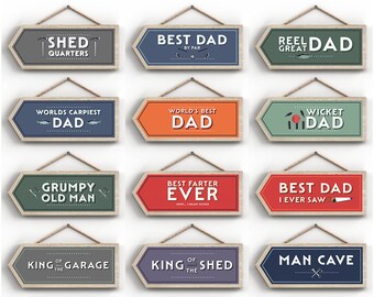 Humorous Dad Wooden Arrow Sign: Father's Day Hobby Gift
