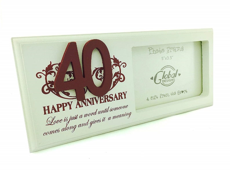 40th Anniversary Photo Frame Ruby Wedding Gift Parents Etsy UK