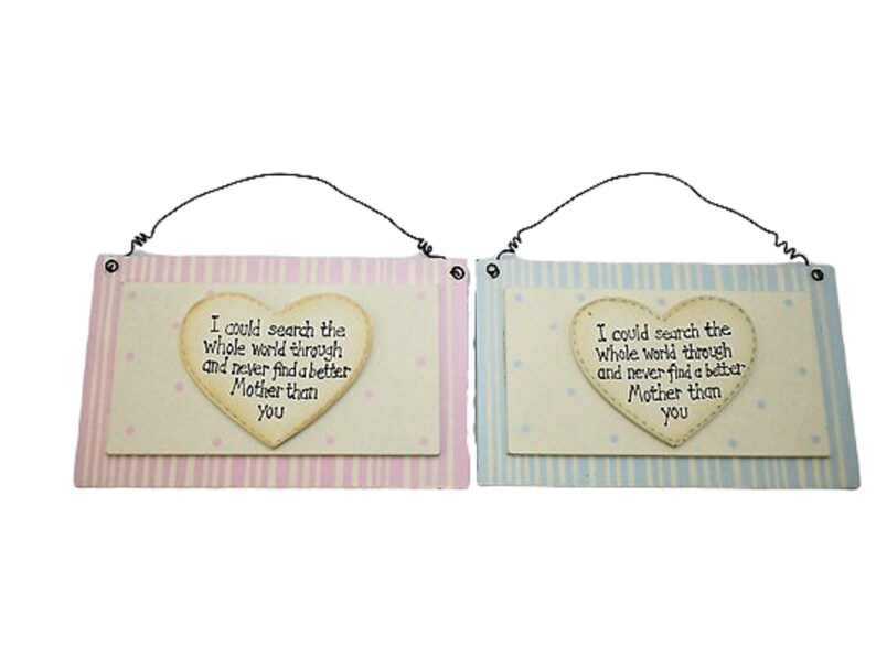 Mum Plaque If I Could Search The Whole World Wide No Better Mother Wooden Sign Pink Or Blue Perfect Baby Shower Gift For Mothers Day