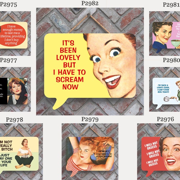 Hilarious Pin Up Vintage Women Plaques Workplace Funny Office Home Décor