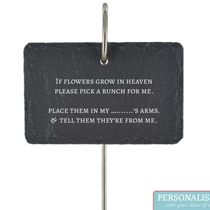 Personalised Grave Stick Marker Memorial Plaque Memory If Flowers Grow Personal Family Headstone Slate Hanging Graveside Stake Ornament