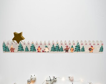 Gonk Christmas Advent Calendar, Interactive Wooden Star Countdown