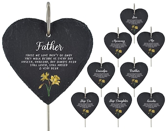 Grave Marker Memorial Plaque Daffodil Those We Love Don't Go Away Family Headstone Heart Slate Hanging Graveside Stake Ornament Any Name