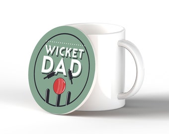 Humorous "Wicket Dad" Ceramic Coaster, Cricket Hobby Gift