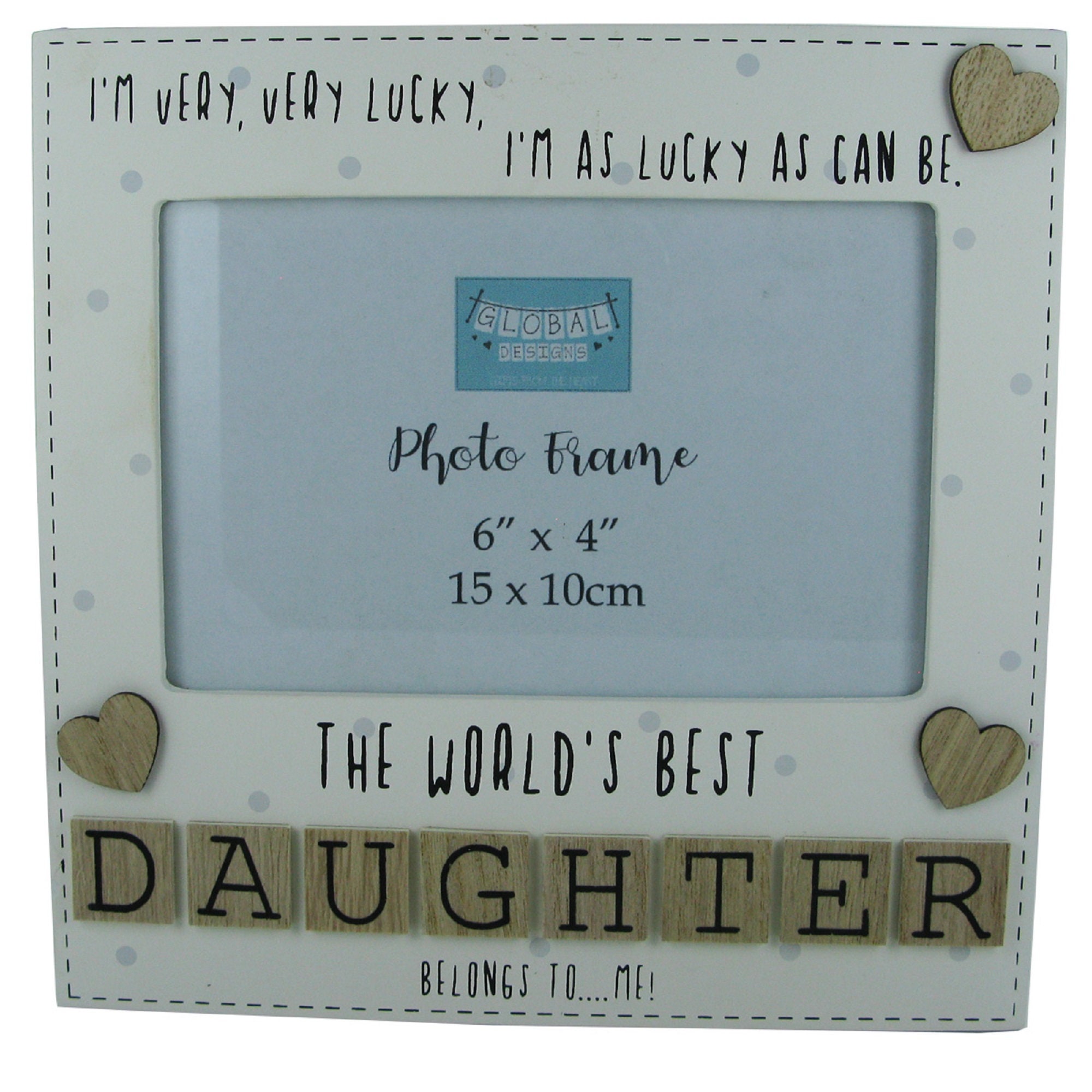 Shabby Chic Wooden Photo Frame, World's Daughter, 6x4