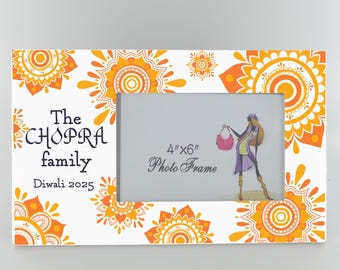 Personalized Diwali Photo Frame, Hindu Festival of Light, Ceramic Tile
