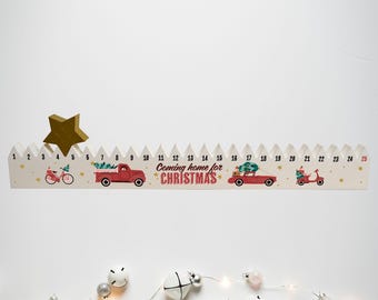 Christmas Advent Calendar: Moving Star, Festive Wooden Countdown