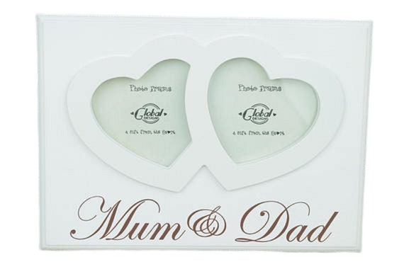 Me and Dad Twin Heart Photo Frame Gift for Dad Fathers Day Wood Cream F1217D