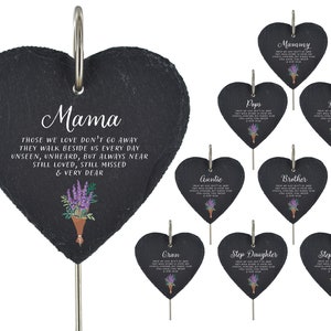 Grave Ornament Stick Marker Lavender Memorial Slate Plaque In Memory Special Loved One Family Headstone Heart Slate Hanging Graveside Stake