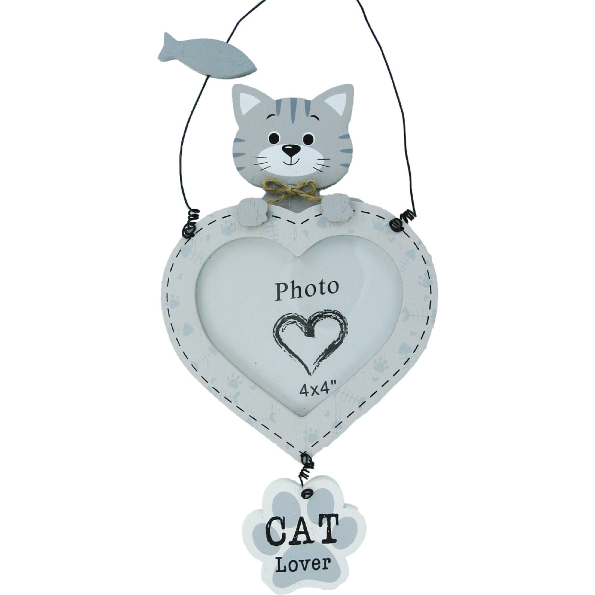 Cat Heart Photo Frame Hanging Picture Frame Cat Lover Wooden Etsy