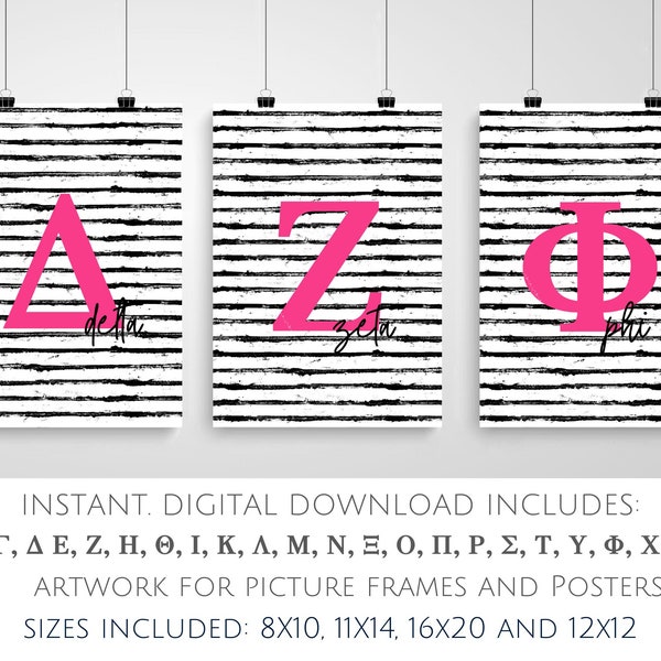 Greek Letters Printable Artwork I Style-1-Pink (includes: alpha, beta, gamma, delta, epsilon, zeta, theta, kappa, mu, xi, pi, sigma, etc)