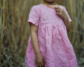 Linen girl dress, first birthday dress, toddler linen dress, linen dress, linen short sleeves dress, linen dress, summer linen dress