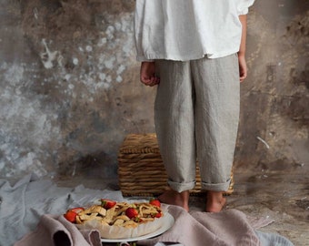 Linen boys pants, natural linen pants, linen girl pants