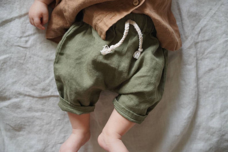 Linen boys pants, natural linen pants, linen girl pants image 1