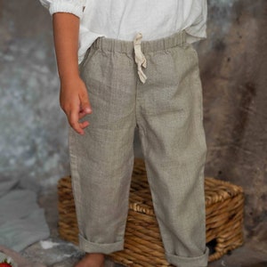 Linen boys pants, natural linen pants, linen girl pants image 2