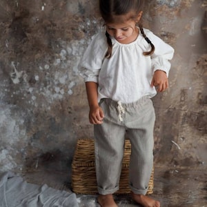 Linen boys pants, natural linen pants, linen girl pants image 3