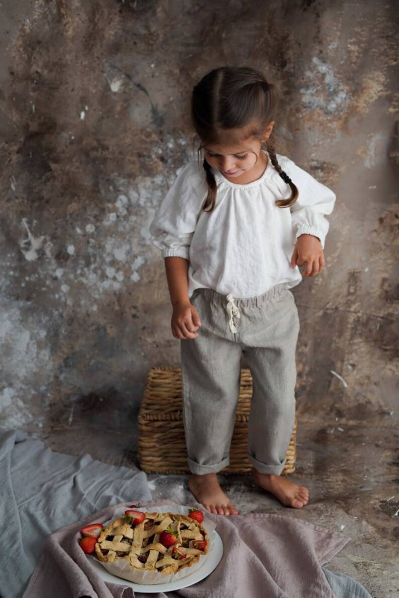 Linen boys pants, natural linen pants, linen girl pants image 3