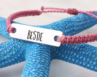 Bestie Charm Bracelet: Adjustable Waterproof Cord Jewelry
