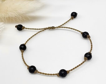Lava Stone Bracelet, Adjustable Beaded Bracelet, Minimalist Bracelet, Boho Bracelet, Black Stone Bracelet, Handmade Bracelet