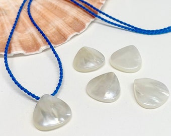 Mother of Pearl Teardrop Choker, Blue Waterproof Rope Necklace, Beach Boho Jewelry, Puka Shell