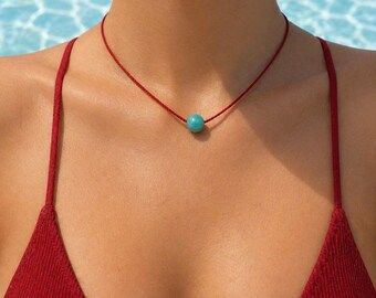 Amazonite Crystal Necklace, Puka Shell, Minimalist Bohemian Jewelry