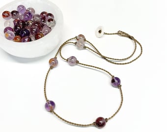 Super Seven Crystal Necklace: Beaded Bohemian Puka Shell Rope Necklace