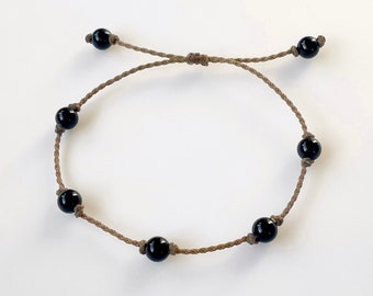 Onyx Adjustable Bracelet, Beach Bohemian, Handspun Nauti-Rope