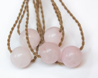 Rose Quartz Choker Necklace, Pink Crystal, Minimalist Bohemian Jewelry