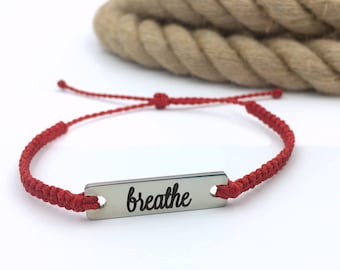 Breathe Charm Braided Bracelet, Adjustable