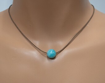 Amazonite Necklace, Minimalist Bohemian Rope Jewelry, Puka Shell Clasp