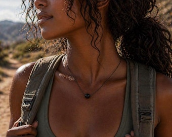 Black Onyx Necklace, Puka Shell, Minimalist Everyday Jewelry