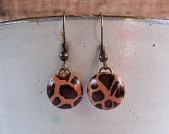 Leopard print earrings, Round dangly earrings, Animal print jewellery