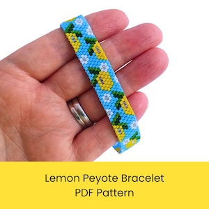 Lemon Peyote Bracelet Pattern, Odd Count Bead Weaving, Beading PDF. Summer Bead Project