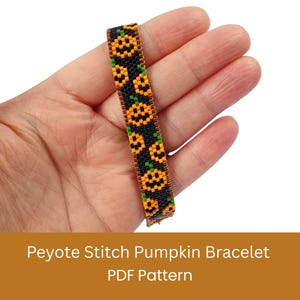 Pumpaarmband Pärlvävning Mönster, Peyotesöm, Halloweenpärlor