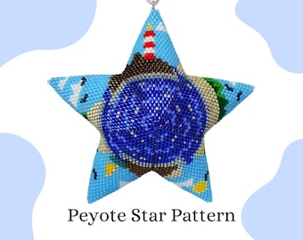 Peyote Star Beading Pattern, Coastline Beading PDF, Ocean Beading Design, Bead Weaving Pattern